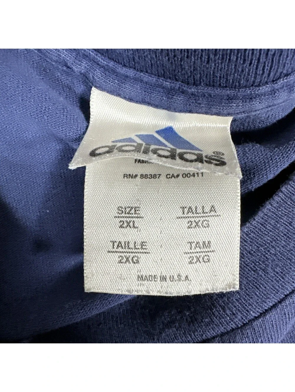 Vintage Adidas T-Shirt XXL? Chest Logo Long Sleeve Men's Navy Blue Y2K